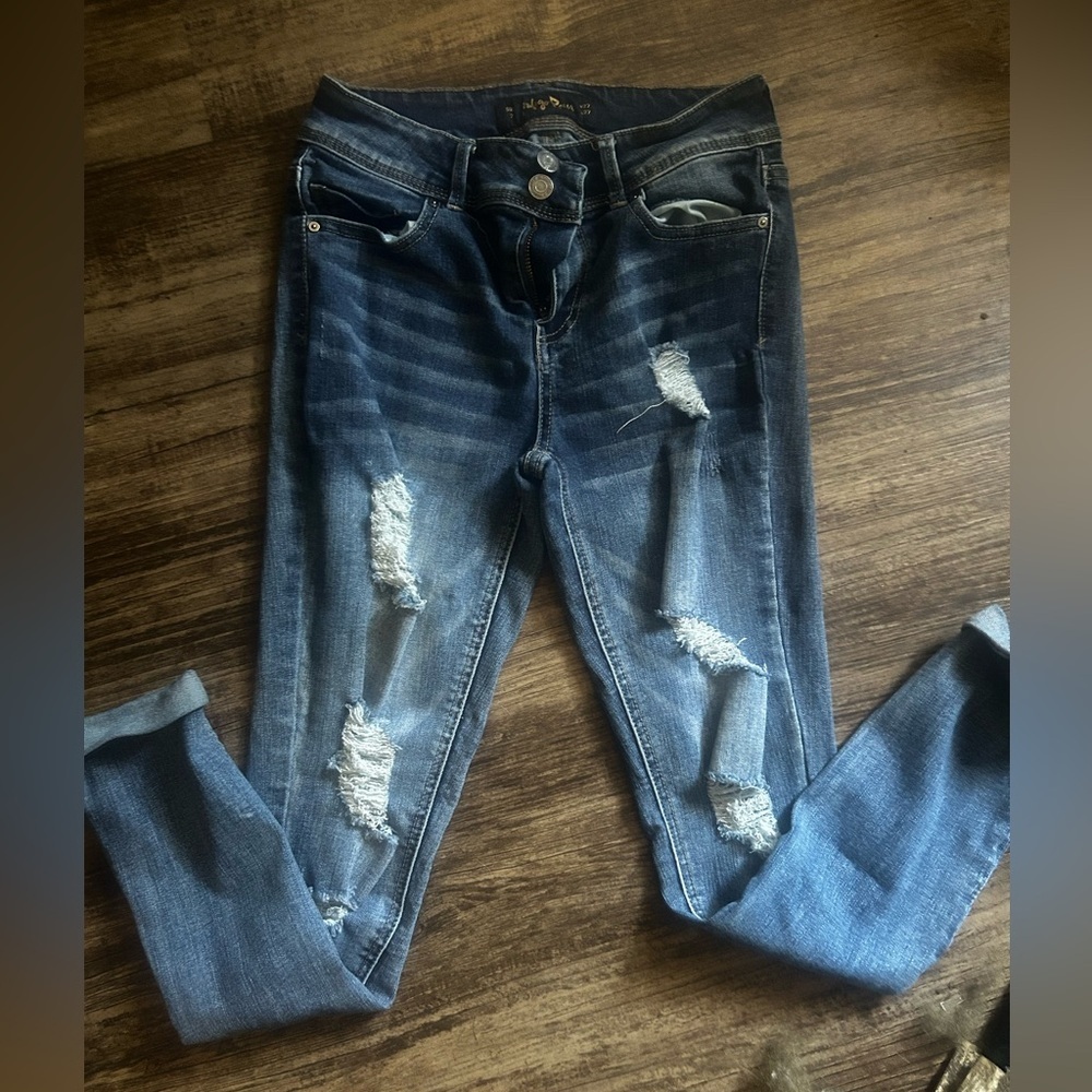 Indigo Rein Ripped Blue Skinny Jeans
